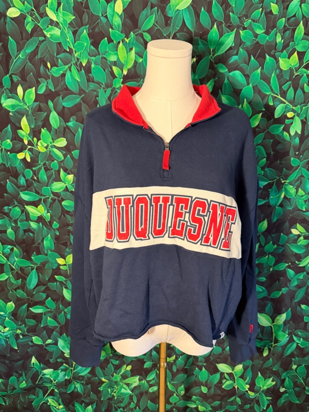 Duquesne Red and Navy Quarter Zip Pullover